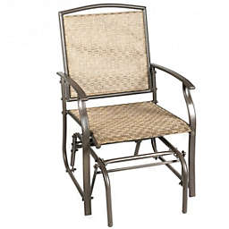 Costway-CA Steel Frame Garden Swing Single Glider Chair Rocking Seating