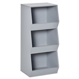 Halifax North America Kids Storage Cabinet 3 Shelves Anti-toppling Toy Storage Organizer Children Bookcase Book Rack for Children's Play Room/Bedroom, Grey
