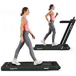 Costway 2 in 1 Folding Treadmill with Bluetooth Speaker Remote Control-Green