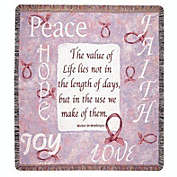 Simply Home 60" Peace Hope Love Joy Value of Life Tapestry Throw Blanket