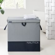 Nautica Folded Hamper W/ Lid, Grey Block