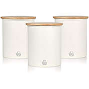 Swan - Set of 3 Nordic Collection Storage Canisters with Bamboo Lid, 1.84L Capacity, Matte White