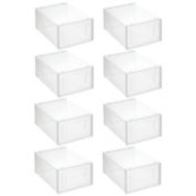 mDesign Plastic Stackable Closet Shoe Storage Box, Side Opening, Clear