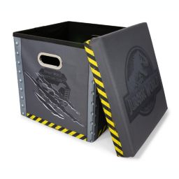 Jurassic World 15-Inch Foldable Storage Bin Chest With Lid   Fabric Basket Container, Cube Organizer With Handles   Brown Cubby Cube, Closet Organizer   Dinosaur Toys, Gifts And Collectibles