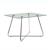 Contemporary Home Living 47.75" Silver and Clear Contemporary Glass Rectangular Dining Table