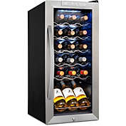 Schmecke Wine Fridge, 18 Bottle Wine Cooler, Freestanding Wine Refrigerator with Lock