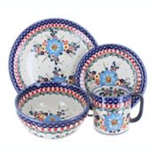 Blue Rose Polish Pottery Krisit 16 Piece Casual Dinnerware Set