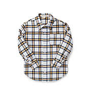 Hope & Henry Boys&#39; Brushed Flannel Button Down Shirt (White, Navy, and Yellow, 18-24 Months)