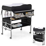 Slickblue Portable Baby Changing Table with Wheels and 4-position Adjustable Heights