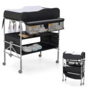 Slickblue Portable Baby Changing Table with Wheels and 4-position Adjustable Heights