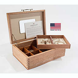 Americana Jewel Box with Lift-Out tray.  Mirror in Lid, with Lid Support Arm.