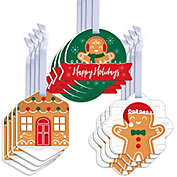 Big Dot of Happiness Gingerbread Christmas - Assorted Hanging Gingerbread Man Holiday Party Favor Tags - Gift Tag Toppers - 12 Ct