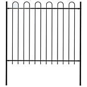 Home Life Boutique Garden Fence with Spear Top Steel 5.5ft Black, Height 59.1"