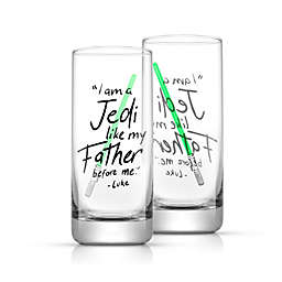 JoyJolt Star Wars New Hope Luke Skywalker Green Lightsaber Tall Drinking Glass - 14.2 oz - Set of 2