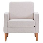 Infinity Merch Single Seat Sofa Without Chaise Concubine Solid Wood Frame in Creamy White