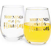 Sparkle and Bash Mornings Are for Mimosas Stemless Wine Glass (16 oz, 2 Pack)