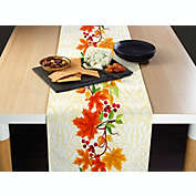 Fabric Textile Products, Inc. Table Runner, 100% Polyester, 14x108", Textured Thanksgiving Garland Border