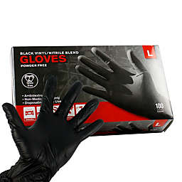 Large Nitrile Gloves Disposable L Powder & Latex Free Non Medical Black Box 100