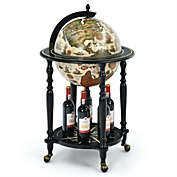 Costway-CA 16th Century Nautical Chart Wine Cabinet with Wheels