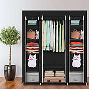 FCH Portable Wardrobe Storage Organizer with 12 Shelves in Black