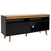 Sunnydaze Indoor Mid-Century Modern TV Stand Console with Storage Cabinet and Shelves for 58" TV - Black