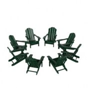 WestinTrends Outdoor Folding Adirondack Chair (Set of 8), Dark Green