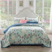 Greenland Home Pavona Velvet Embellished Quilt Set, 2-Piece Twin/XL, Jade