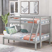 UBesGoo ï¼  Twin over Full Bunk Bed Kid&#39;s Furniture Gray