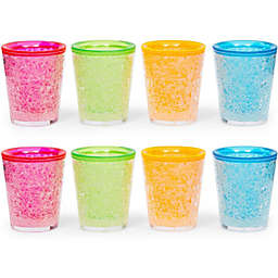 Sparkle and Bash Plastic Shot Glasses, Colorful Freezer Gel Shot Glass Set (2 In, 8 Pack)