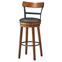 Costway 30.5-Inch 360-Degree Swivel Stools with Leather Padded Seat