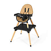 Slickblue 5-in-1 Baby Eat and Grow Convertible Wooden High Chair with Detachable Tray-Coffee