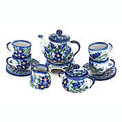 Blue Rose Polish Pottery 34A WR Unikat Miniature Tea Set