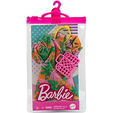 Barbie Fashion Pack of Doll Clothes, Orange Tropical Dress and Accessories. View a larger version of this product image.