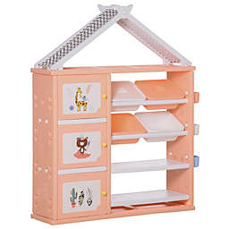 Halifax North America Kids toy Organizer and Storage Book Shelf with shelves, storage cabinets, storage boxes, and storage baskets, Orange