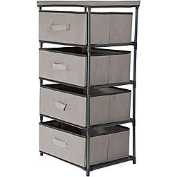 Juvale 4-Tier Clothes Drawer, Light Grey Fabric Dresser Organizer for Clothing Storage (16.5 x 13 x 33 In)