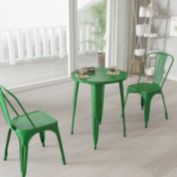 Merrick Lane Calgary 24" Round Metal Table for Indoor and Outdoor Use in Green