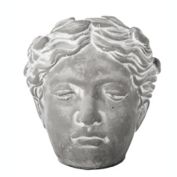 Urban Trends Collection Cement Curled Lady Head Flower Pot LG Washed Concrete Finish Gray