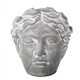 Urban Trends Collection Cement Curled Lady Head Flower Pot LG Washed Concrete Finish Gray