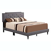 Passion Furniture Wooden Deb Gray Adjustable Queen Panel Bed with Slat Support