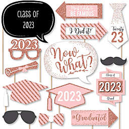 Big Dot of Happiness Rose Gold - 2022 Graduation Party Photo Booth Props Kit - 20 Count