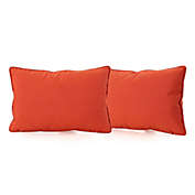 Contemporary Home Living Set of 2 Tangerine Orange Solid Rectangular Outdoor Throw Pillows 18.5"