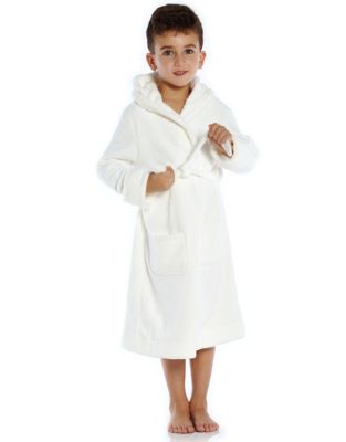 Leveret Kids Fleece Hooded Robe Neutral Solid Color