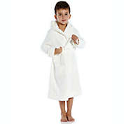 Leveret Kids Fleece Hooded Robe Neutral Solid Color