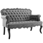 Modway Furniture Viola Chesterfield Button Tufted Loveseat Performance Velvet Settee, Gray