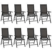 vidaXL Folding Patio Chairs 8 pcs Textilene Black