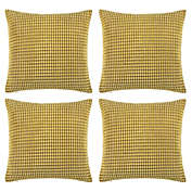 PiccoCasa Set of 4 Soft Corduroy Throw Pillow Covers, Corn Striped Decorative Cushion Covers, Sofa Pillowcases for Bedding Home Decor, 18" X 18", Yellow