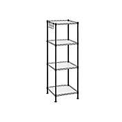 SONGMICS 4-Tier Bathroom Shelf, Wire Shelving Unit, Metal Storage Rack for Small Space, Total Load Capacity 176 lb, 11.8 x 11.8 x 40.2 Inches, with 4 PP Sheets, Removable Hooks, Black