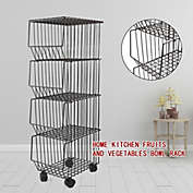 Kitcheniva 4-Tier Wire Basket Rolling Kitchen Rack