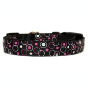 Mirage Pet Products Retro Nylon Ribbon 1" Wide Dog Collar, Black/Large