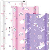 GROW WILD Changing Pad Cover 3-Pack, Soft & Stretchy Fitted Sheet, Unicorn Rainbow